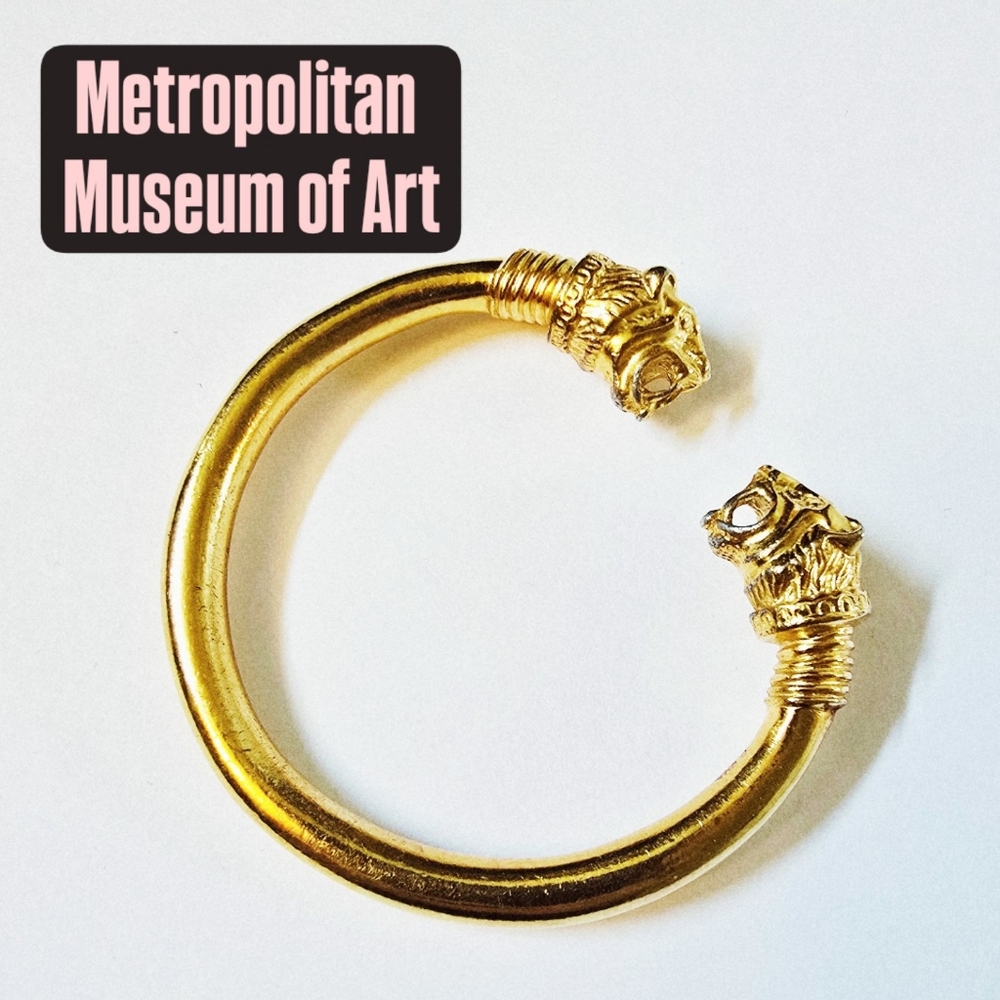 24KT Gp Lion Head Bangle Bracelet MMA Metropolitan Museum Art Byzantin